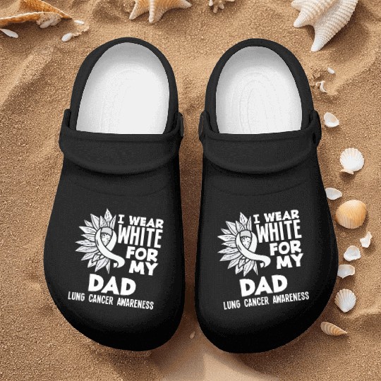 Lung Cancer Awareness I Wear White For My Dad Nurse Clogs