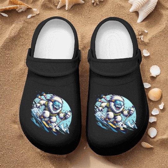 Epic Yeti Ski Adventure Illustration Nurse Clogs
