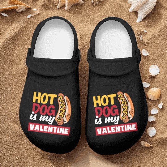 Hot Dog Is My Valentine Fun Design Nurse Clogs
