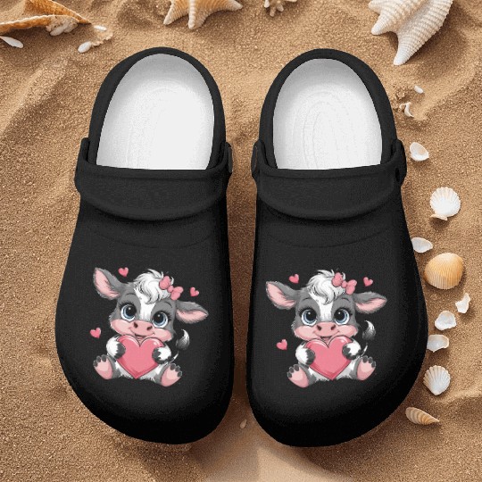 Cow Valentines Day Nurse Clogs