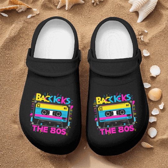 Back to the 80s Retro Cassette Tape Design - Vinta Nurse Clogs