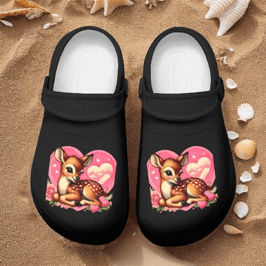 Valentine Day Animal Deer Nurse Clogs