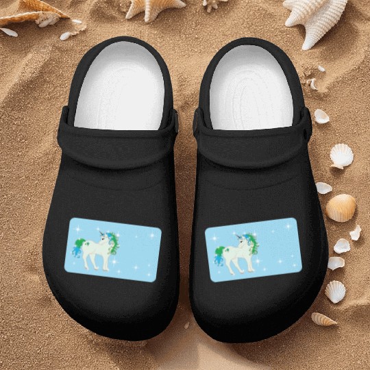 Fantasy unicorn - aqua blue - design for kids Nurse Clogs