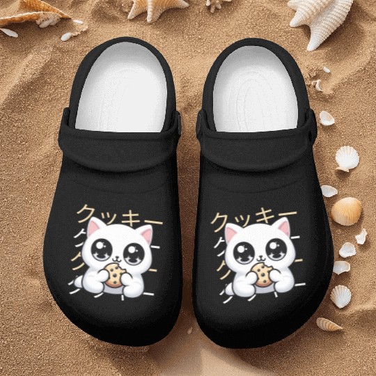 Cute Cat Japanese Kawaii Anime Cat with Cookie Nurse Clogs