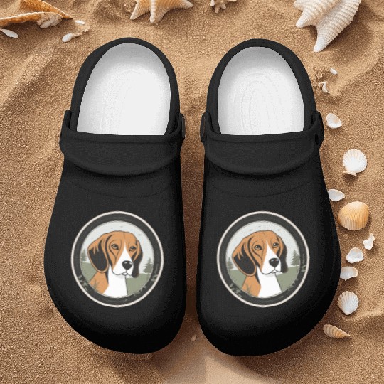 Calm Beagle in Nature's Embrace Nurse Clogs