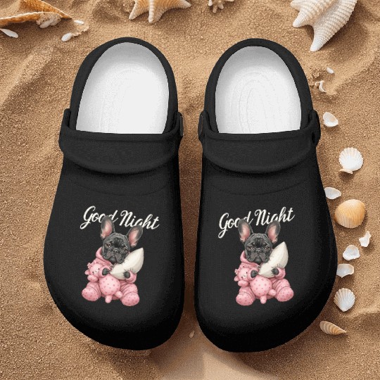 Cute Good Night French Bulldog Pajamas Nurse Clogs