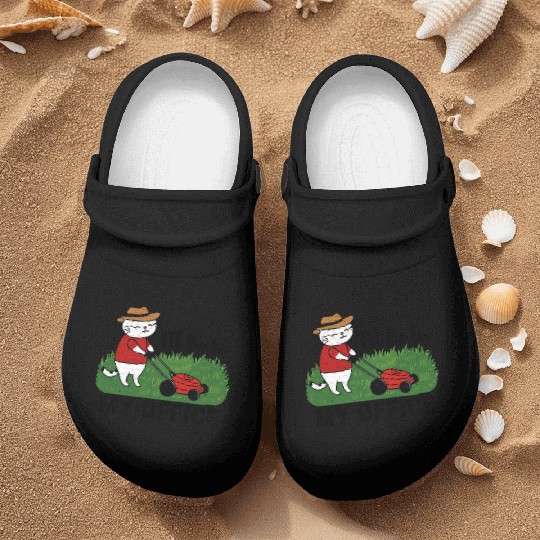 funny cat Lawn mowing Nurse Clogs
