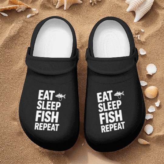 Eat Sleep Fish Repeat River Fishing Nurse Clogs