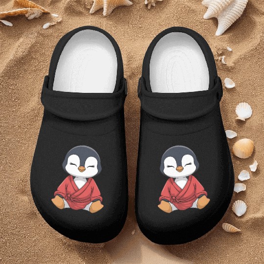 Zen Penguin Meditation in Kimono Attire Nurse Clogs