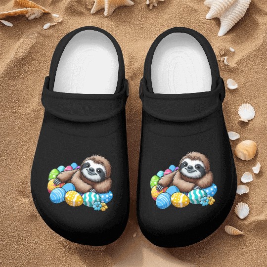 Cute Sloth Easter Egg Cartoon Chilling Nurse Clogs