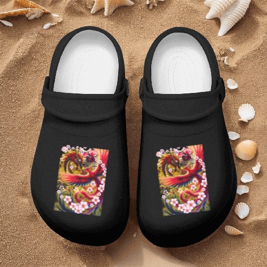 Chinese Dragon and Phoenix Nurse Clogs