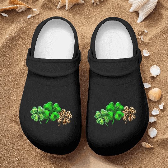 Plaid Shamrock Leopard Camouflage St Patricks Day Nurse Clogs