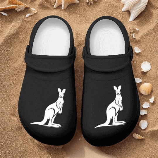 Wild Animal Silhouette With Typical Kangaroo Pose Nurse Clogs