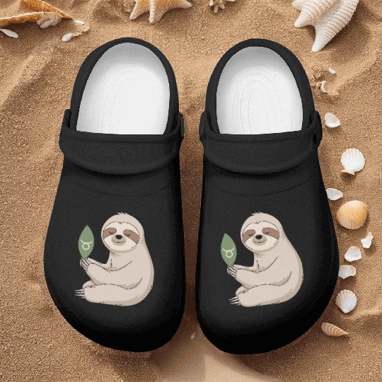 Taurus Zodiac Sloth Embracing Serenity Nurse Clogs