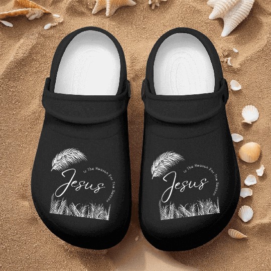 Jesus Is The Reason For The Season White Text Nurse Clogs