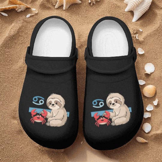 Cancer Zodiac Sloth with Adorable Crab Nurse Clogs