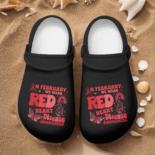In February We Wear Red Rainbow CHD Awareness Nurse Clogs