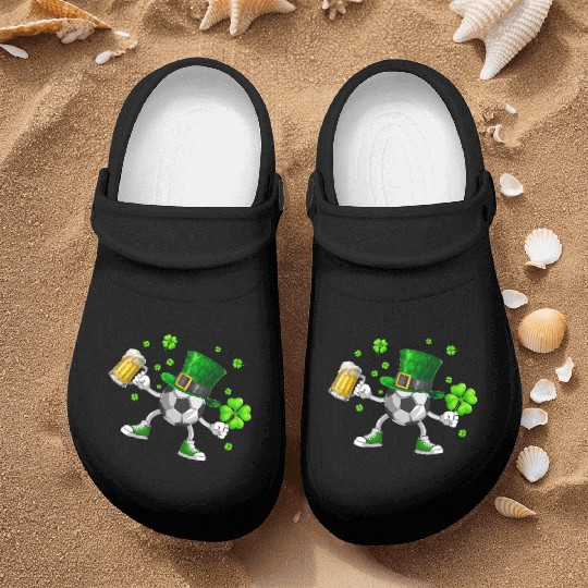 Soccer Drinking Beer St Patrick's Day Nurse Clogs