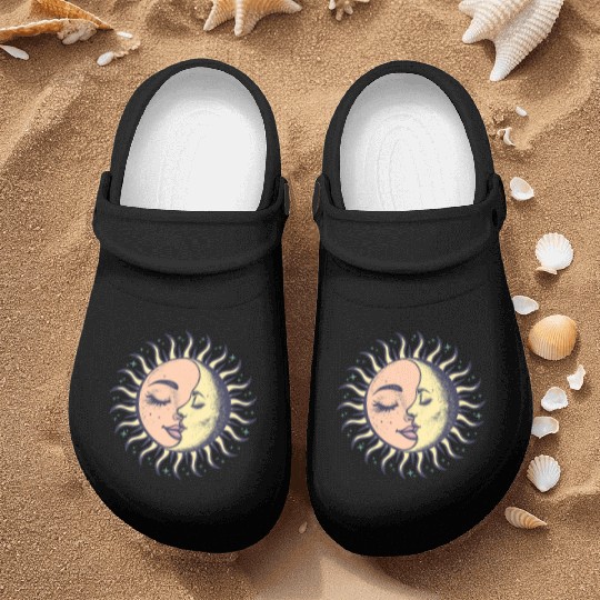 Boho Sun Moon Spirituality Sun Face Nurse Clogs