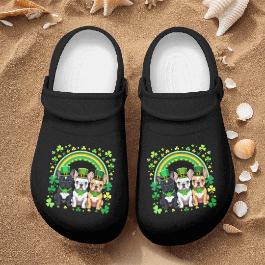 St Patricks Day French Bulldogs Dog Frenchie gifts Nurse Clogs