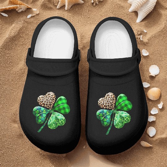 St. Patrick's Day Shamrock Irish Leopard Nurse Clogs