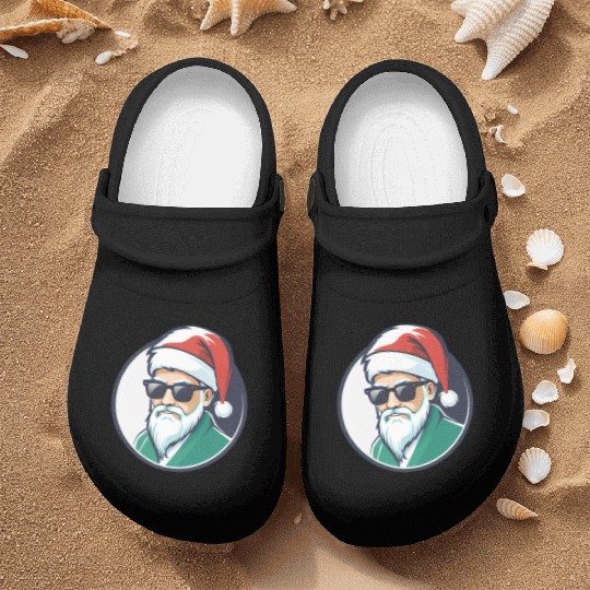 Creative Santa logo design wearing sunglasses Nurse Clogs