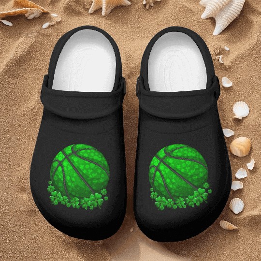 Basketball Shamrock Lucky Clover St Patrick's Day Nurse Clogs
