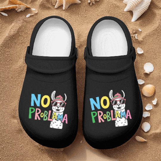 No ProbLama – Funny Casual Colorful Llama Design Nurse Clogs