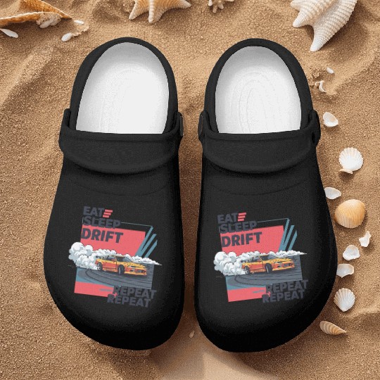 Eat Sleep Drift Repeat Nurse Clogs – Neon JDM Car Raci