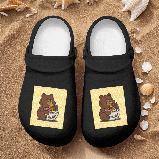 Cute Bear Ramen - Kawaii Cartoon Brown Bear Nurse Clogs
