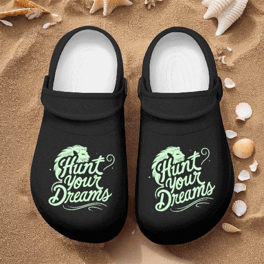 Motivational Typography with Lion Illustration Nurse Clogs