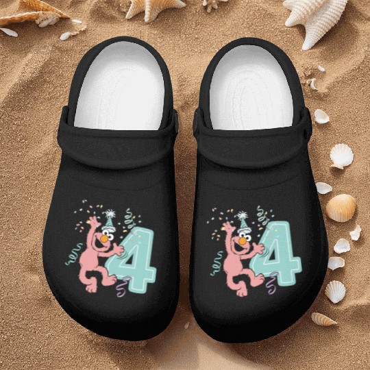 Sesame Street Birthday Design With Elmo 4 Years Nurse Clogs