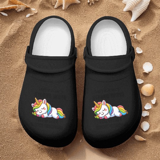 Sleepy Rainbow Unicorn Nurse Clogs