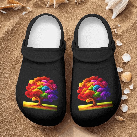 Rainbow colours Spectrum Tree Nurse Clogs