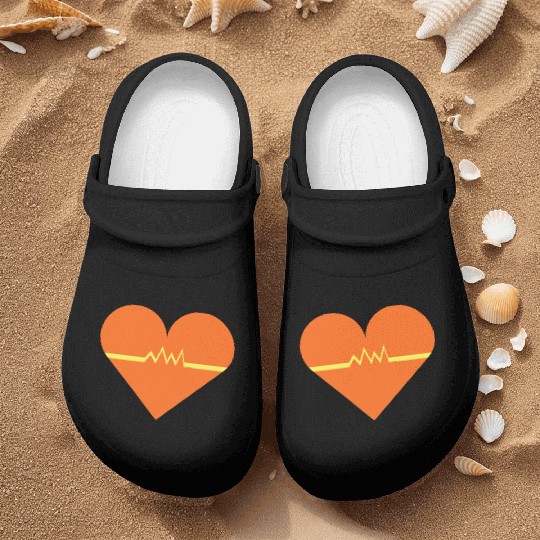 Heartbeat with Heart health care and Cardiac Nurse Clogs