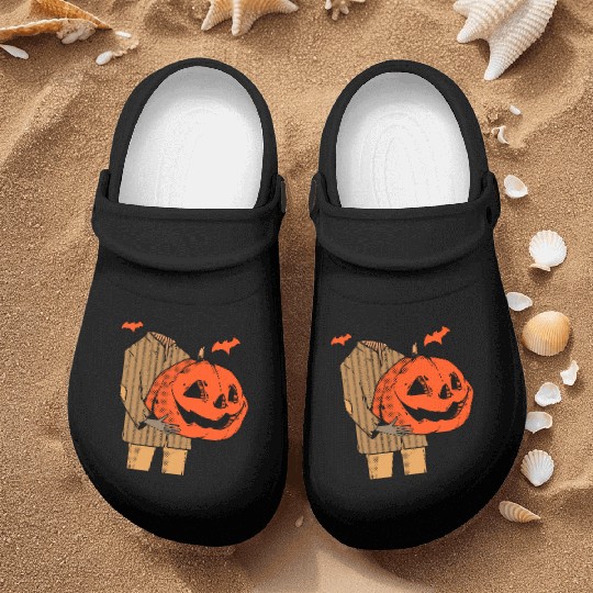 Scary Spooky Jack O Lantern Face Pumpkin Men Boys Nurse Clogs