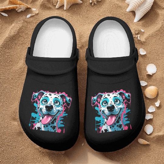 Graffiti Cartoon Dalmatian – Playful Pop Art Dog Nurse Clogs