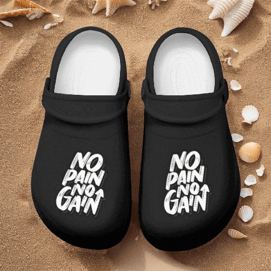 No Pain No Gain - Motivational Gym Nurse Clogs