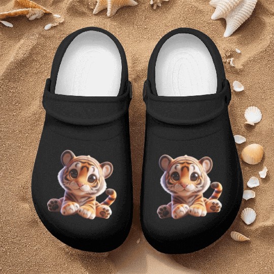 Charming Baby Tiger Art Nurse Clogs