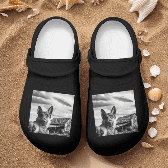 Dog Selfie With Alien Ufo Nurse Clogs