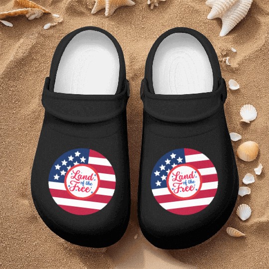 American Flag Design with Patriotic Quote Nurse Clogs