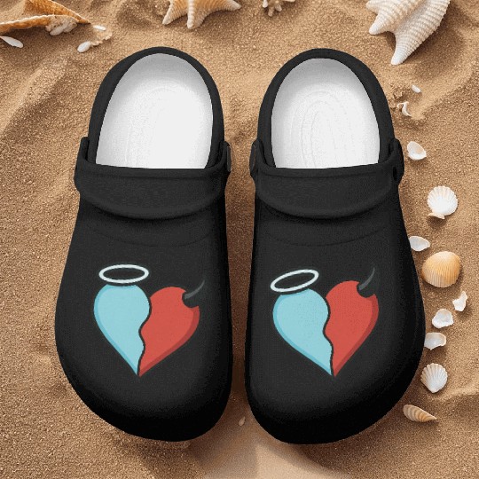 Divided Heart Good and Evil Contrast Angel, Devil Nurse Clogs