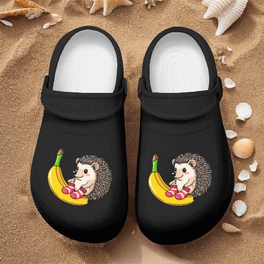 Hedgehog on a Banana Nurse Clogs