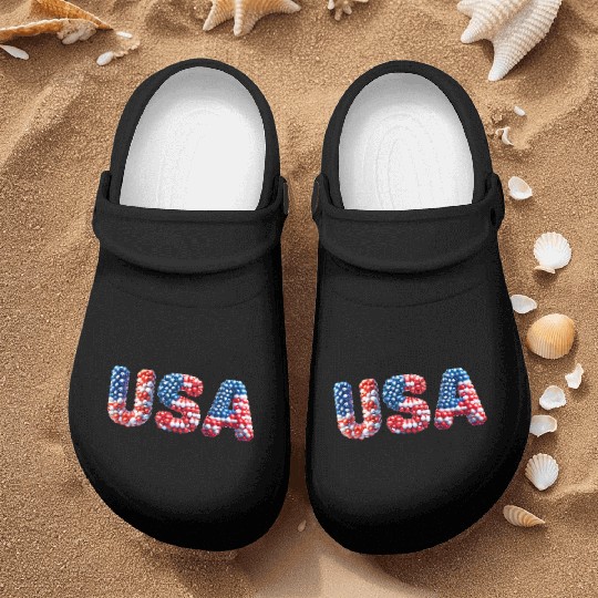 USA lettering in national colors  Balloon design Nurse Clogs