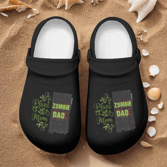 Plant Mom Zombie Dad Couple Design Nurse Clogs