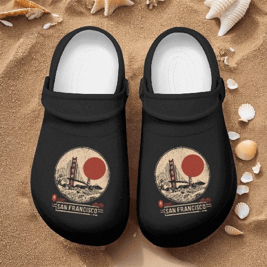 San Francisco - Woodblock Print Nurse Clogs