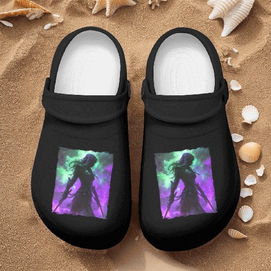 Mystical Assassin Woman In Violet Fog Fantasy Nurse Clogs
