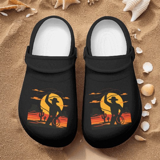 Lasso the Sunset Cowboy Nurse Clogs