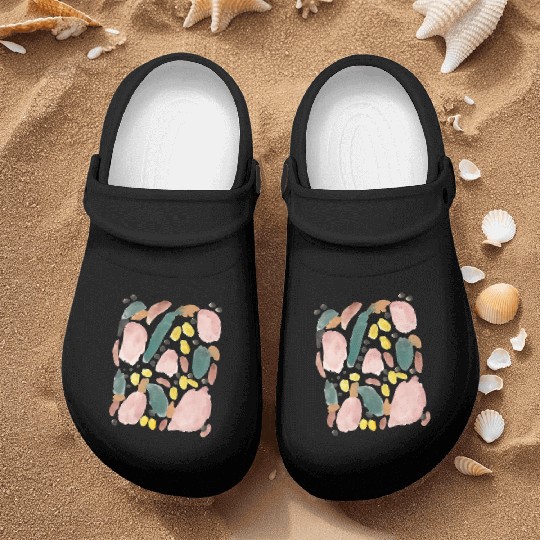 Pastel Abstract Watercolor Shapes Pattern Nurse Clogs