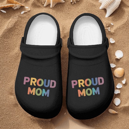 Proud Mom Rainbow Text Nurse Clogs – LGBTQ Pride Ally Te